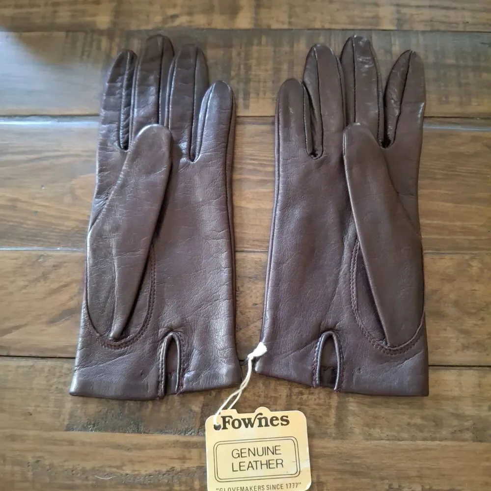 Fownes Womens Genuine Leather Gloves Size 8 Brown Original Tag Classic